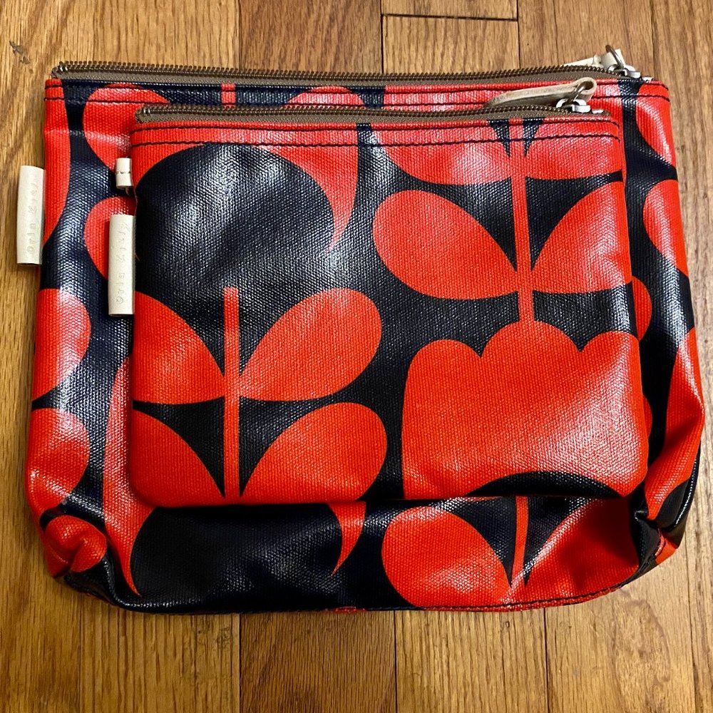 2 Orla Kiely Floral Zip Cosmetics Accessories Travel Clutch Wallet Bags